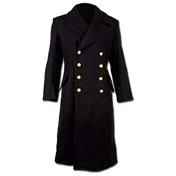 Black Full Length Double Brested Naval Great Coat