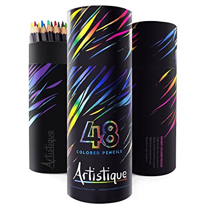 Artistique Premium Colored Pencils Set of 48 - Best Professional Artist Preferred Colored Pencil Kit For Sketching, Drawing, Drafting, Coloring - Assorted Colors