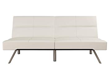 DHP Studio Convertible Futon Couch, Vanilla Faux Leather