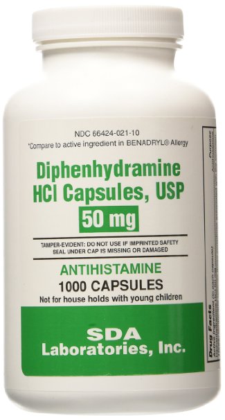 Diphenhydramine HCI 50 Mg Allergy Medicine and Antihistamine 1000 caps