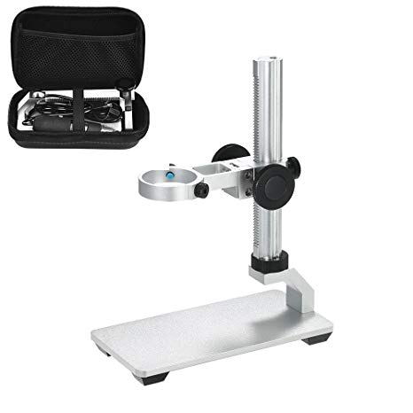 Jiusion Aluminium Alloy Universal Adjustable Professional Base Stand Holder Desktop Support Bracket with Portable Carrying Case for USB Digital Microscope Endoscope Magnifier Camera (NO Microscope)