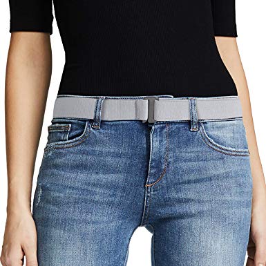 No Show Women Stretch Belt Invisible Elastic Web Strap Belt with Flat Buckle for Jeans Pants Dresses