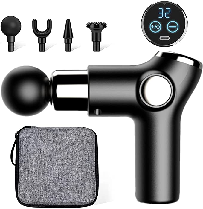 Massage Gun for Muscle Body Pain Relief & Relax - Mini Electric Handheld Deep Tissue Muscle Percussion Massager,Super Quiet Cordless,32 Speed Level & 4 Massage Heads