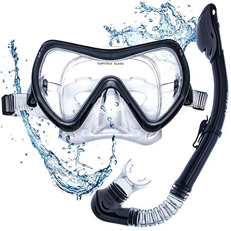 Dive IT Snorkel Mask - Snorkel Set - Scuba Mask with Dry Snorkel Anti-fogging Lens & Dual Strap System