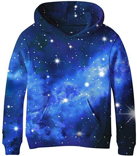 SAYM Teen Boys' Galaxy Fleece Sweatshirts Pocket Pullover Hoodies 4-16Y