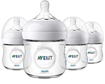 Philips Avent Natural Baby Bottle, Clear, 4oz, 4pk, SCF010/47