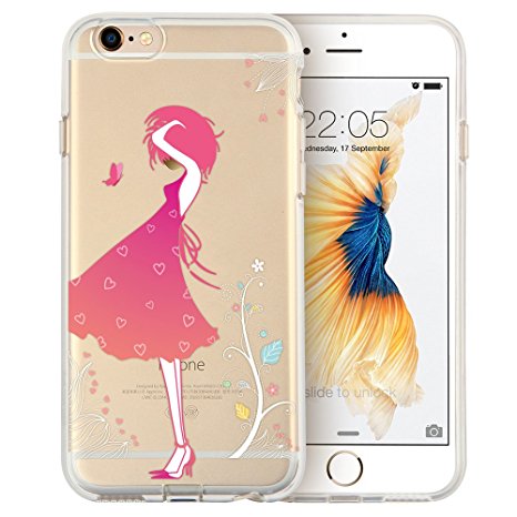 iPhone 6s Case, iPhone 6 Case, ESR Soft Gel TPU Silicone Case Clear with Design Cute Cartoon Slim Fit Ultra Thin Protective Cover for 4.7 inches iPhone 6 /iPhone 6s _Blossom Girl