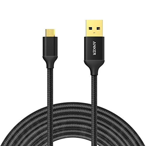 Anker 10ft / 3m Nylon Braided Tangle-Free Micro USB Cable with Gold-Plated Connectors for Android, Samsung, LG, HTC, Nexus, Sony and More (black)