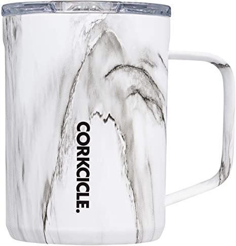 Corkcicle 16oz Coffee Mug - Triple-Insulated Stainless Steel Cup with Handle - Snowdrift