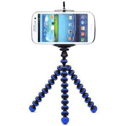 Case Star Octopus Style Portable and adjustable Tripod Stand Holder for iPhone Cellphone Camera and Case Star Cellphone Bag-Blue and Black