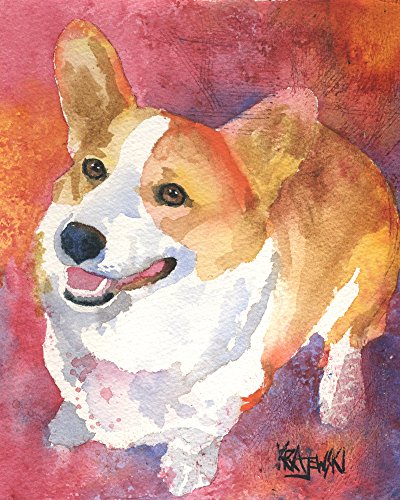 Welsh Corgi Dog Fine Art Print on 100% Cotton Watercolor Paper