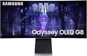 Samsung Ecran PC Odyssey OLED G8 34’’ 175Hz , 0.1ms, Dalle OLED Incurvée 1800R,UWQHD: 3440 x 1440, AMD FreeSync Premium Pro,Core Lightning  ,Smart, Inclinable-Ajustable en hauteur, USB C, Micro HDMI