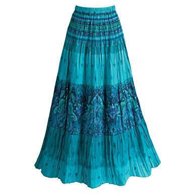 CATALOG CLASSICS Women's Peasant Skirt - Tiered Broomstick Style In Caribbean Blues