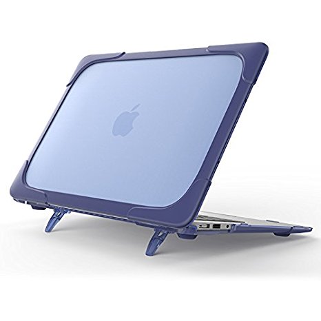 KEC MacBook Folio Hard Shell Case Heavy Duty Protective Cover for MacBook Air 13 Inch (A1369 / A1466) | Dual Layer (Blue - Heavy Duty)