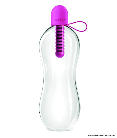 Bobble Classic, water bottle, filtered water, reusable water bottle, BPA-Free plastic bottle, soft touch carry cap, replaceable carbon filter, sustainable water bottle, hydration, 34 oz./1 L, Magenta