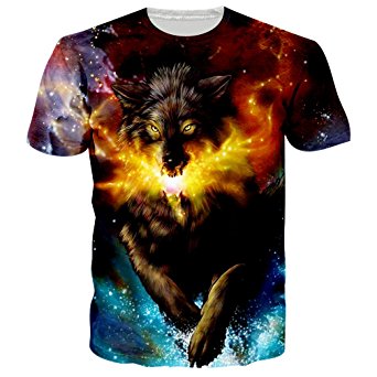 RAISEVERN Unisex Casual 3d Pattern Printed Short Sleeve T-Shirts Top Tees