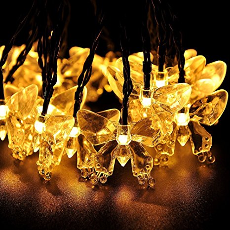 YINUO LIGHT Butterfly Solar String Light 20 Led Warm White Lights Beautiful Animal Design Decorative Lights for Garden,Party,Christmas