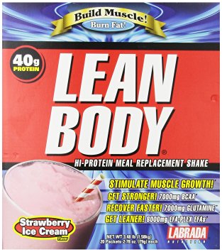 Labrada Nutrition Lean Body Meal Replacement Powder, Strawberry Ice Cream, 2.78-Ounce Packets (Pack of 20)