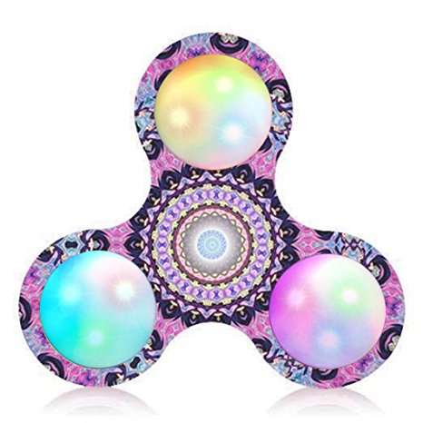 Figit Spinner LED ,Two Years,Court Pattern LED Light Fidget Hand Spinner Stress Relief Manipulative Play Toy (L5)