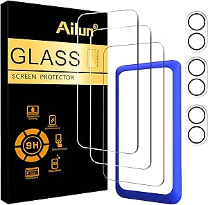 Ailun 3 Pack Screen Protector for iPhone 16 Plus [6.7 inch]   3 Pack Camera Lens Protector with Installation Frame,Case Friendly Tempered Glass Film,[9H Hardness] - HD[6 Pack]