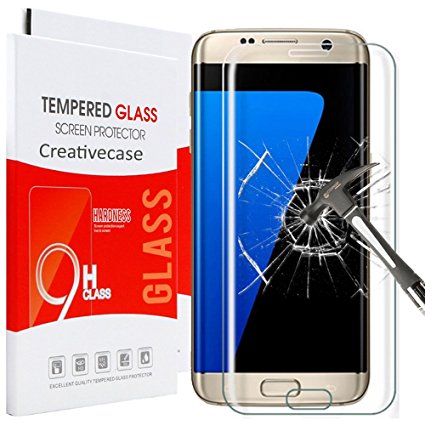 Galaxy S7 Edge Screen Protector,Creativecase S7 Edge Tempered Glass,[9H Hardness][Anti-Scratch][Bubble-Free] HD Clear Tempered Glass Screen Protector for Samsung Galaxy S7 Edge