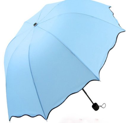 Dome Parasol Sun-rain Umbrella,triple Folding Ruffled Anti-uv Parasol (light blue)