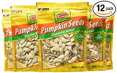 Good Sense Pumpkin Seeds, Roasted & Salted In-Shell, 4.5-Ounce Bags (Pack of 12)