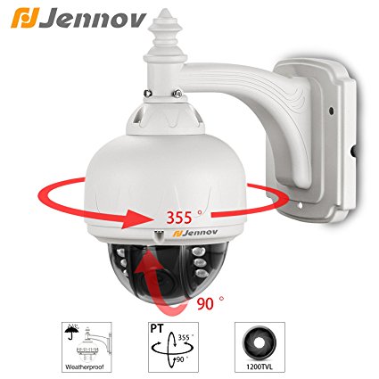 Jennov Cmos 1200Tvl Color Home Security Camera Pan Till Outdoor Dome Cctv Surveillance Camera Long Range 6mm Lens Waterproof Day Night Vision