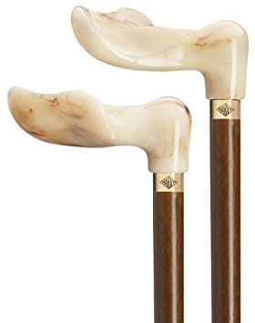 Palm Grip Cane Walnut Shaft White Marbleized Handle  -Affordable Gift! Item #DHAR-9132600