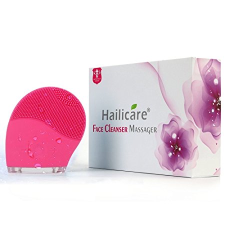 HailiCare Facial Cleansing Brush, Massager and Exfoliator - Electric Waterproof Sonic Face Cleanser and Massager Brush (Red color)