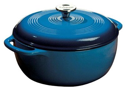 Lodge Ec6d33 Enameled Cast-iron Dutch Oven With Cover, Blue, 6 Qt