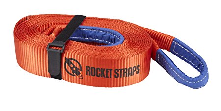 ROCKET STRAPS 3" x 30' Heavy Duty Tow Strap - 30,000 LBS (15 US TON) Rated Capacity Vehicle Tow Straps with Reinforced Loop Ends   Reusable Strap | Emergency Off Road Towing Rope for Recovery
