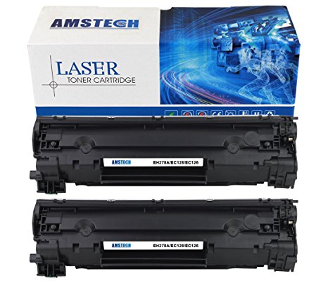 2Pack Amstech 2,100 Pages Compatible Black Toner Cartridge Replacement For HP CE278A 78A CF278 Used For HP LaserJet Pro P1606 P1606DN P1560 P1566 M1536 MFP M1536DNF Printer