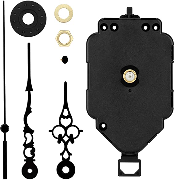 Blisstime Pendulum Clock Movement Mechanism Replacement, DIY Clock Motor Kits with Hands - 1/2 Inch Maximum Dial Thickness, 9/10 Inch Total Shaft Length