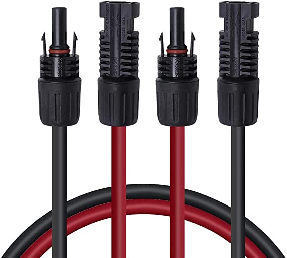 Renogy 1.5Ft 12AWG Male and Female Connectors Solar Extension Cable, 1.5Ft. 12AWG, red and Black