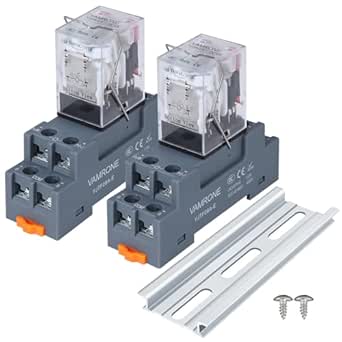 Electromagnetic Power Relay, 8-Pin 10 AMP 12V DC Relay Coil with Socket Base, LED Indicator, DPDT 2NO 2NC - MY2NJ 2PCS [Applicable for DIN Rail System]