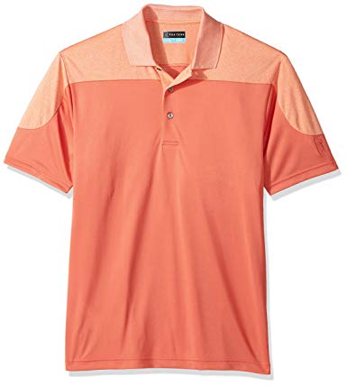 PGA TOUR Men's Short Sleeve Heathered Color Block Polo Shirt