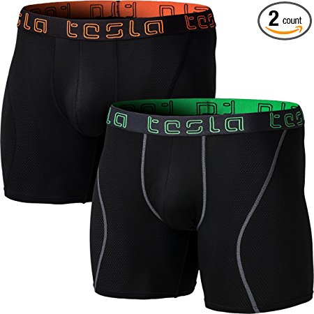 Tesla Men's Athletic Stretch 6" No-Fly Brief Dri Fit Underwear Trunk (2-Pack) MBU05