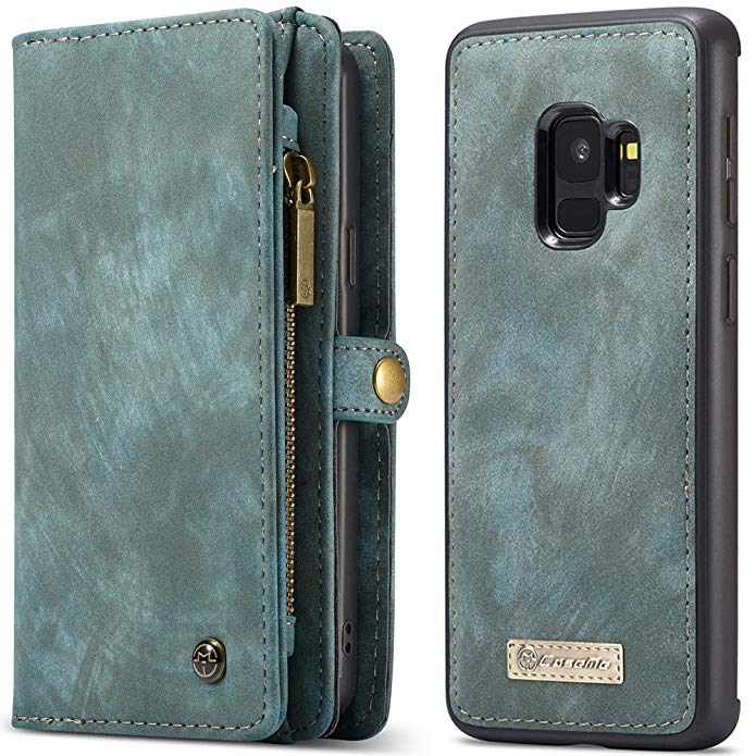 Faux Leather wallet Phone Case for Samsung Galaxy S9/S9  /S9 Plus, Premium Flip Wallet Case Cover With Detachable Magnetic Hard Case,4 Colors