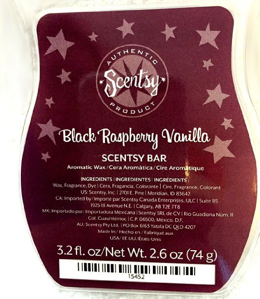 Scentsy Black Raspberry Vanilla Wickless Candle Tart Warmer Wax, 3.2 fl oz