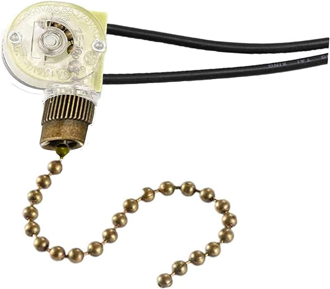 Pull Chain Switch, ZE-109 Ceiling Fan Light Switch, On-Off Speed with Pull Chain Compatible with Ceiling Light Fans, Lamps and Wall Lights. (Bronze)