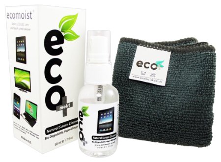 Screen Cleaner KIT   Fine Microfiber Towel - All Natural - MADE IN UK, GREEN PRODUCT, NO AMMONIA AND ALCOHOL, Cleans All Dusts and stains, Best for LED / LCD / Plasma / Laptop, iPhone, iPad, Computers, Touch screens, CD's and Vinyl Records without harming the coating etc.