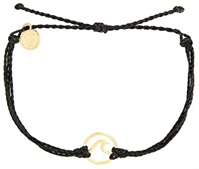 Pura Vida Gold or Rose Gold Wave OG Bracelet - Gold Plated Charm, Adjustable Band - 100% Waterproof