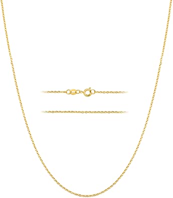 KISPER 24k Gold Over Stainless Steel 1.5mm Thin Cable Link Chain Necklace, 14 – 30 inch