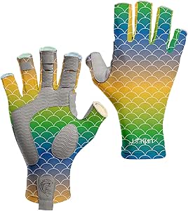 Fishing Gloves for Men and Women, Half Finger Gloves for Rowing, Sailing, Hiking, and Kayaking, Quick Dry UV Protection UPF 50