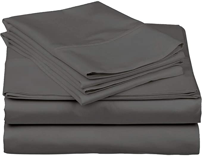 King Size 100% Egyptian Cotton 800 Thread Count 4 Piece Sheets Set - 18" Inch Deep Pocket, Smooth & Soft Sateen Weave, Premium Quality Hotel Bedding, Dark Grey Solid