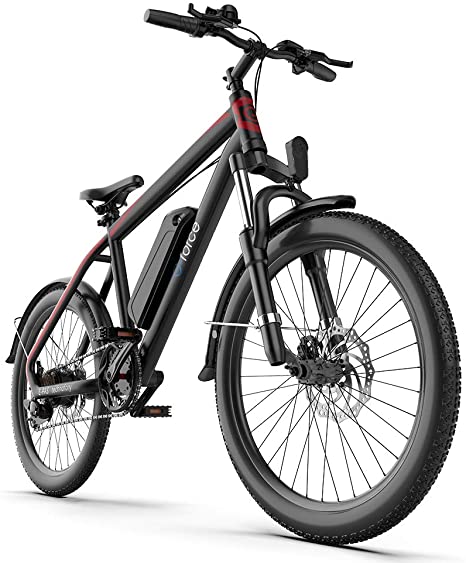 Electric Bike for Adults 48V 20Mph Brushless Motor SHIMAMO 7 Speed Lithium Battery 26" 2.0“ Tire Bike Mountain Ebike