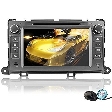 YINUO Quad Core Android 4.4 8" 1024 HD Capacitive Touch Screen Car DVD GPS Stereo for Toyota Sienna In-Dash Navigation AV receiver w/ Airplay Steering Wheel Control/Bluetooth