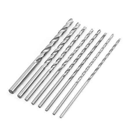 8PCS Extra Long HSS Twist Drill Bit Set High-Speed Steel Tools 4-10mm for Wood, Quick Change