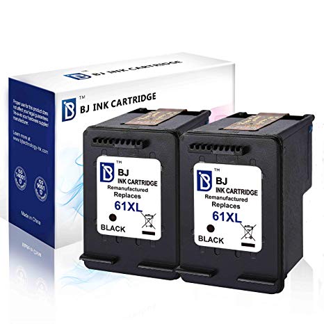 BJ Remanufactured Ink Cartridge Replacement for HP 61XL 61 XL (2 Black) for HP Envy 4500 5530 5535 HP OfficeJet 2620 4630 4635 HP DeskJet 1000 1010 2050 2540 3000 3050 3516